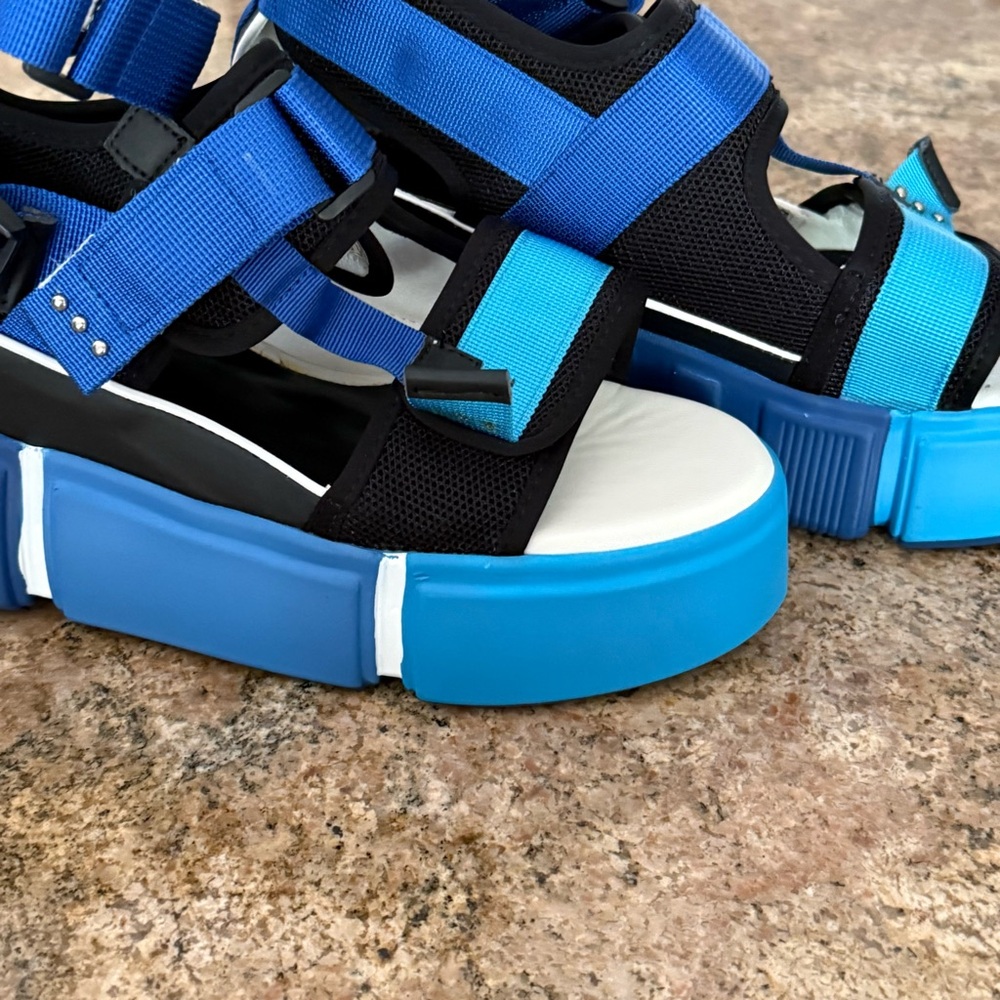 Anthony Wang Platform Sandals Blue Chunky Festival Grunge Womens 10 NIB - Picture 5 of 15
